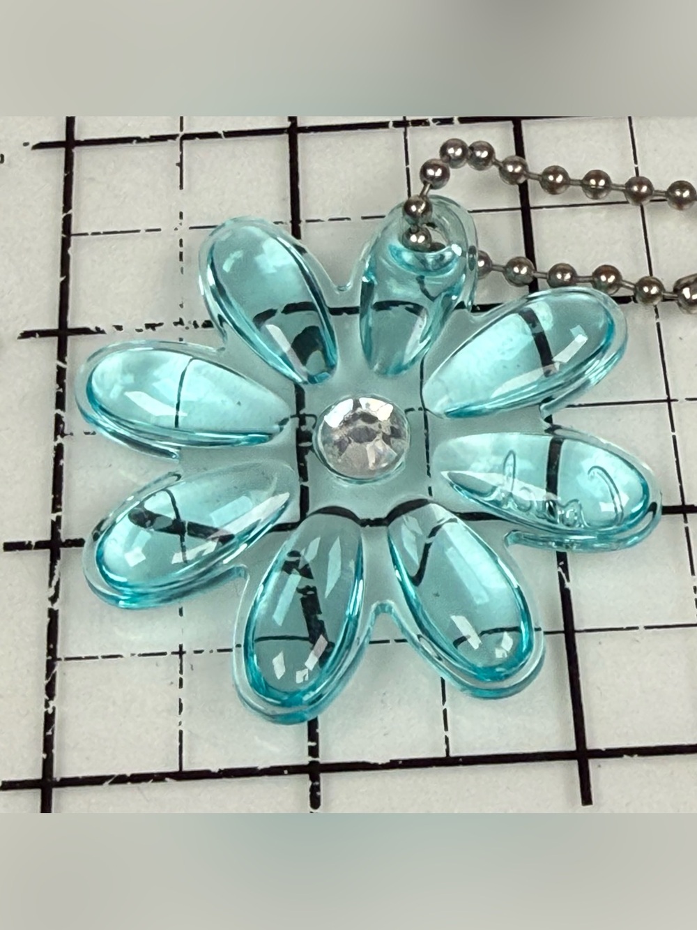 Coach Aqua Blue Flower key chain bag charm.